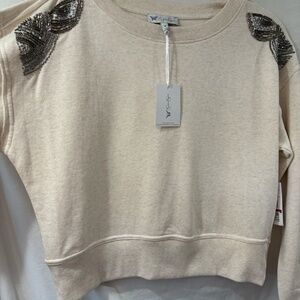 Jessica Simpson Khissa Crew Neck Pullover Oatmeal Heather Medium  NWT